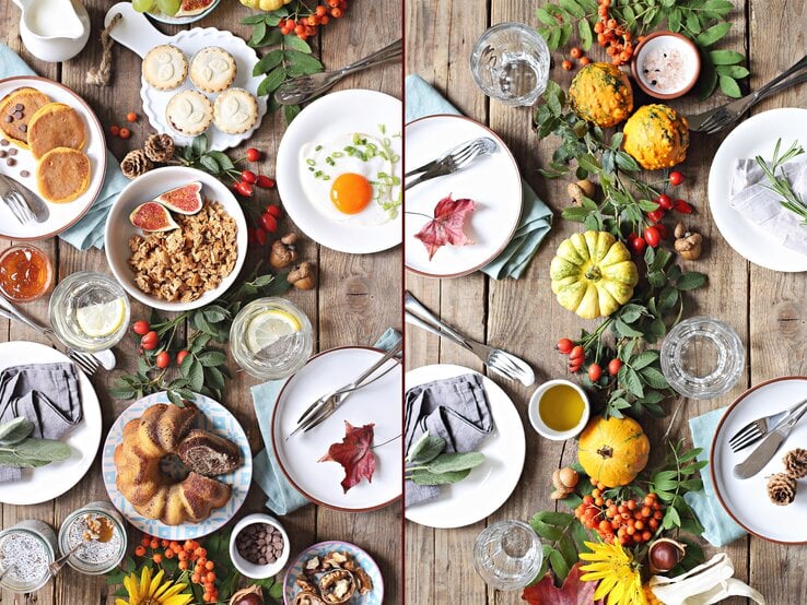 Herbstlich_gedeckter_Tisch.jpg | © iStock (2) Collage BILD der FRAU