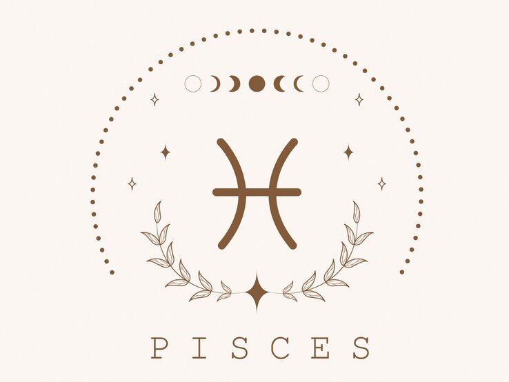weiss_sternzeichen_fische.jpg Zeichnung des astrologischen Symbols für das Sternzeichen Fische auf hellem Untergrund, umrahmt von Punkten und dem Mond in seinen verschiedenen Phasen.