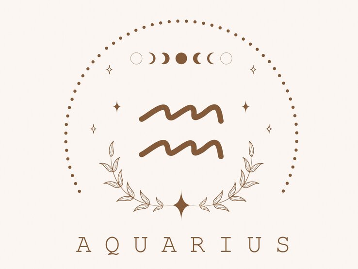 weiss_sternzeichen_wassermann.jpg Zeichnung des astrologischen Symbols für das Sternzeichen Wassermann auf hellem Untergrund, umrahmt von Punkten und dem Mond in seinen verschiedenen Phasen.