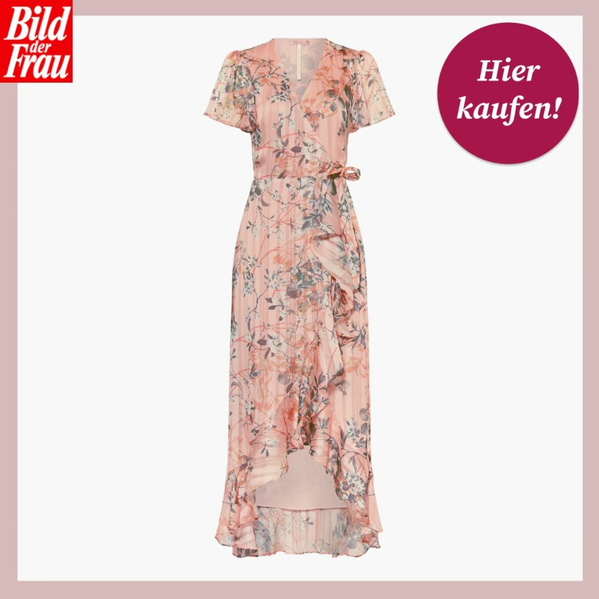 Elegantes Blumenkleid in Pastellrosa, präsentiert von "Bild der Frau" | © Breuninger