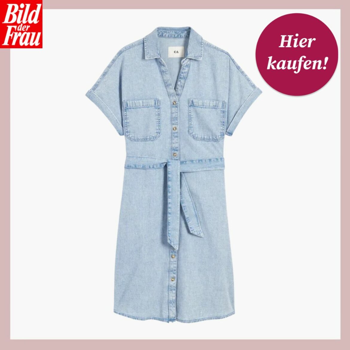 Casual Jeanskleid mit kurzen Ärmeln und Gürtel, präsentiert von Bild der Frau | © C&A