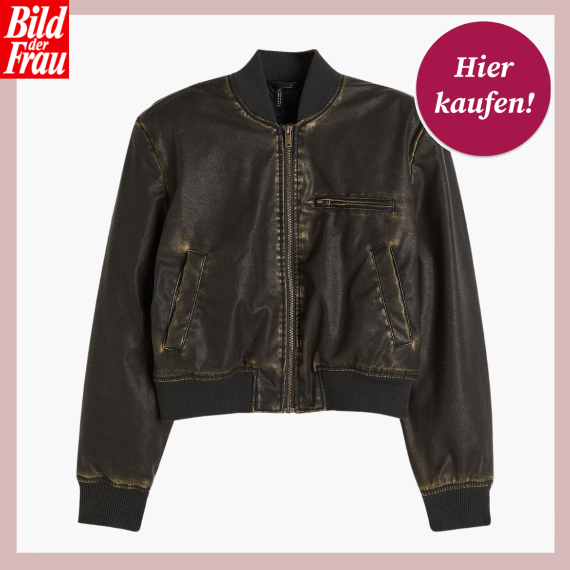 Werbebild von einer kurzen Pilotenjacke. Die Jacke hat einen Used-Look. | © H&M