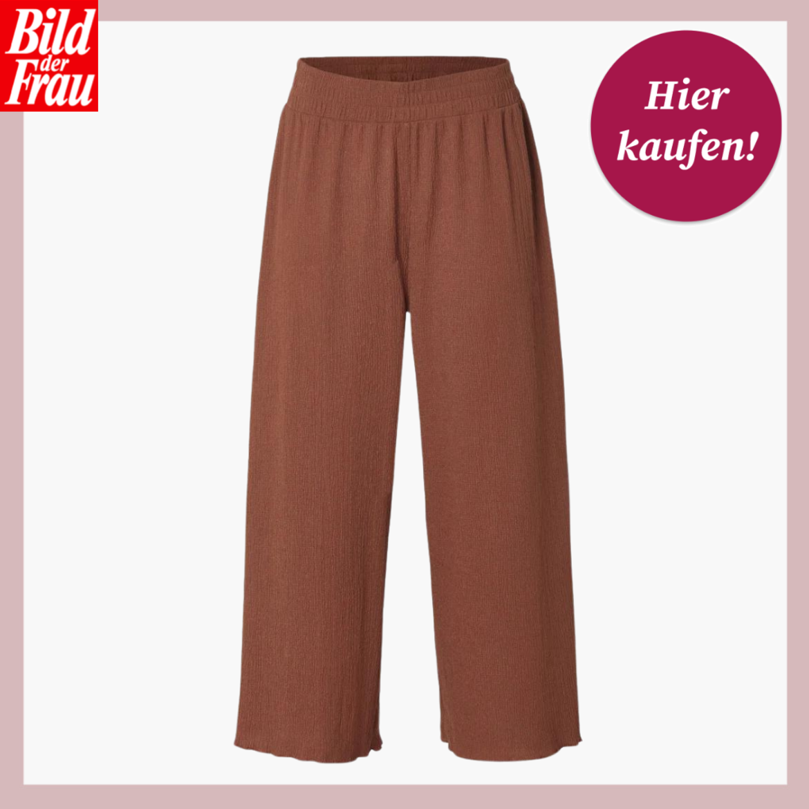 Werbebild von einer 3/4 Hose. Die Hose hat einen Gummibund und ist terrakottafarben. | © Lidl