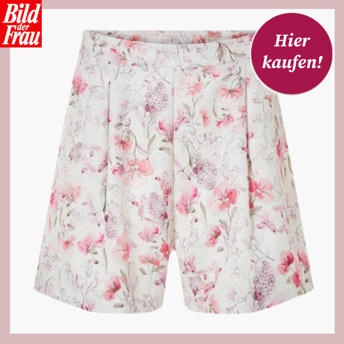 Werbebild von Shorts mit hohem Bund. Die Shorts haben ein Blumenmuster. | © Lidl