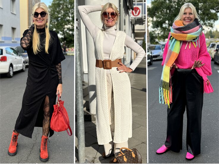 Dreiteilige Collage mit einer Frau in unterschiedlichen Outfits | © Renate Zott