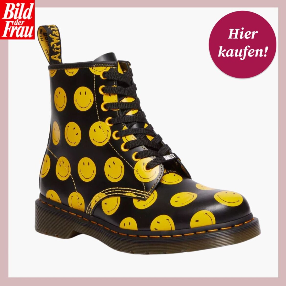 Einzigartige Stiefel mit einem fröhlichen Smiley-Design für einen coolen Look. | © Dr. Martens