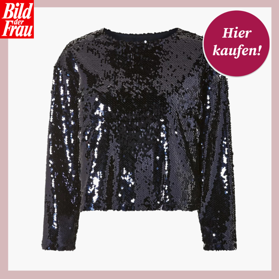 Werbebild von langärmligem Paillettentop in Navy. | © Lidl